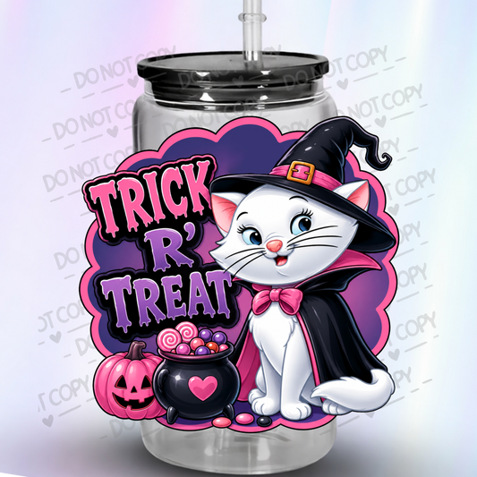 Trick R Treat Halloween Witch Cat UV DTF Decal