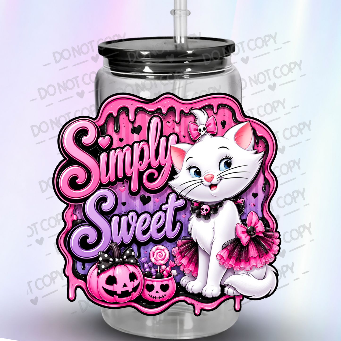 Simply Sweet Halloween Cat UV DTF Decal