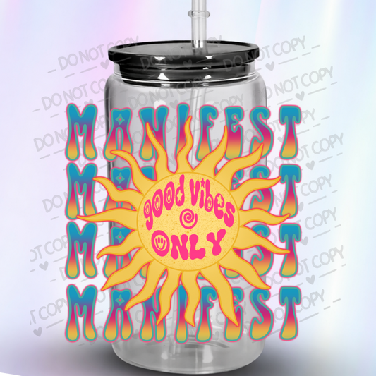 Good Vibes Only Sun UV DTF Decal
