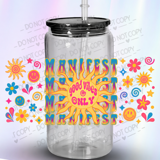 Manifest Good Vibes Only Sun UV DTF Wrap