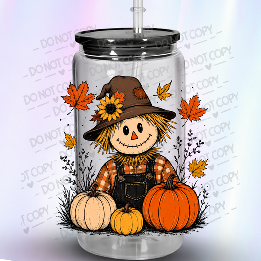 Cute Scarecrow Pumpkins Fall UV DTF Decal
