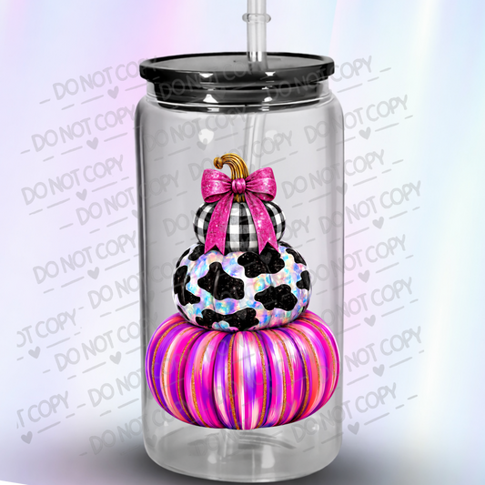 Stacked Glam Pumpkins UV DTF Decal