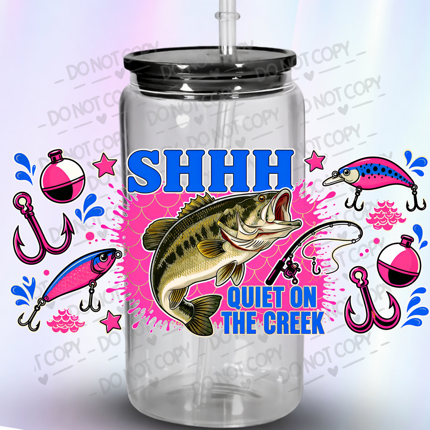 Shhh Quiet On The Creek Bass Fishing UV DTF Wrap
