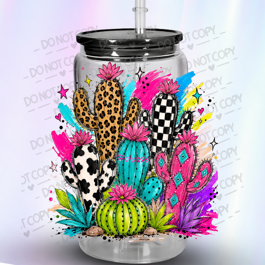 Boho Patterned Cactus Cluster UV DTF Decal