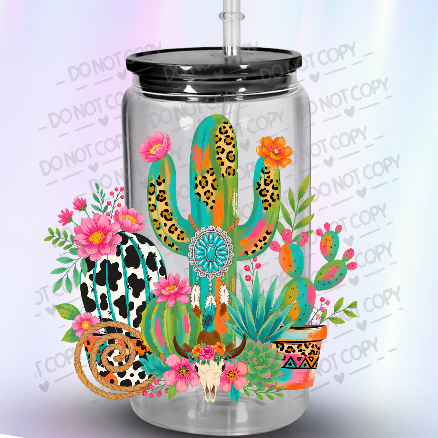 Boho Western Cactus Arrangement UV DTF Decal