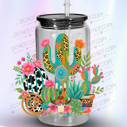 Boho Western Cactus Arrangement UV DTF Decal