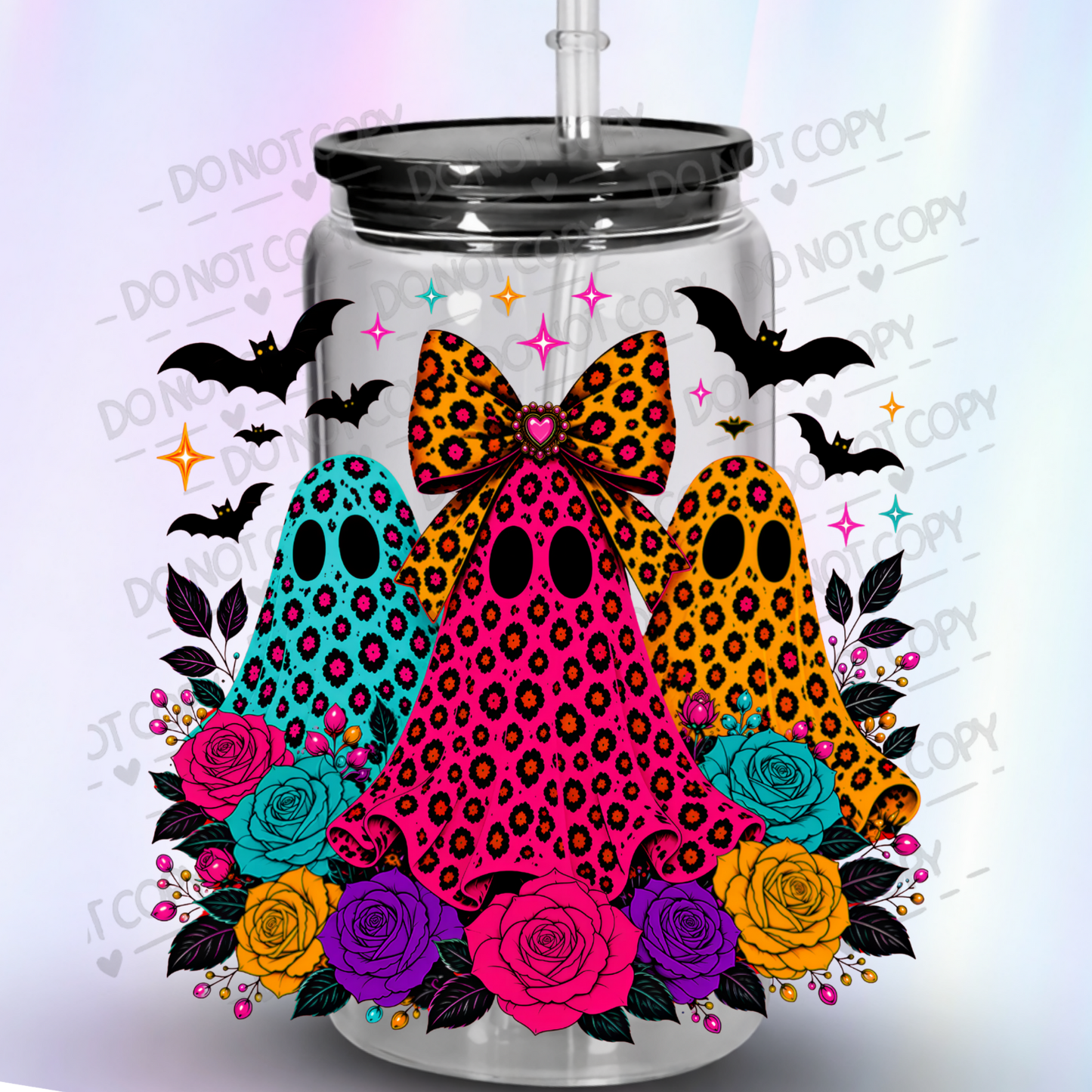Leopard Print Ghost Trio UV DTF Decal
