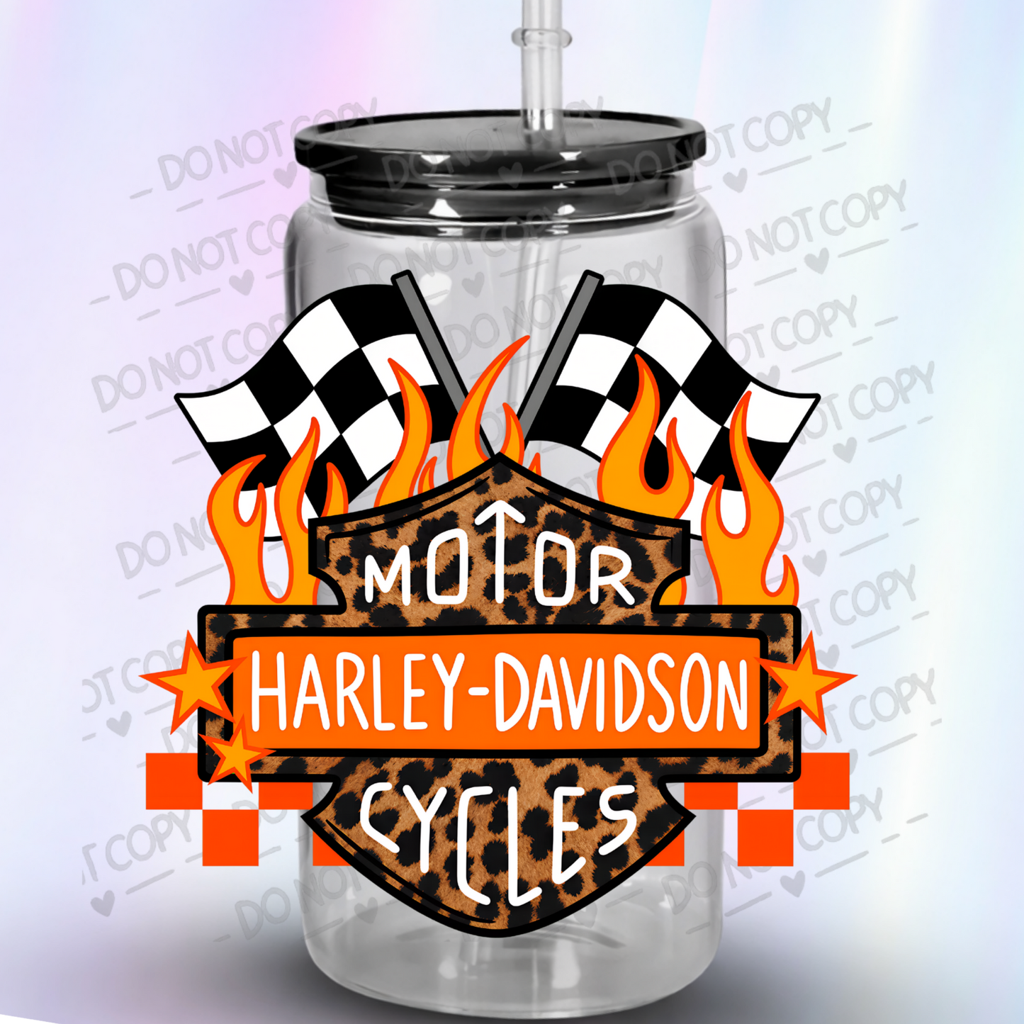 HD Leopard Flames Logo UV DTF Decal