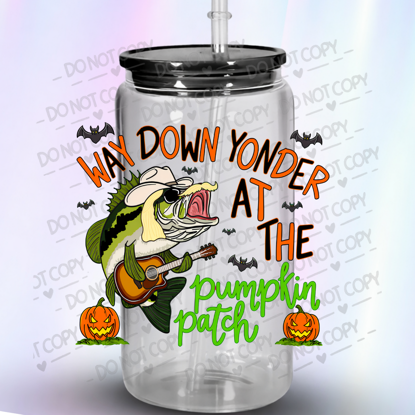 Way Down Yonder Pumpkin Patch Bass UV DTF Decal