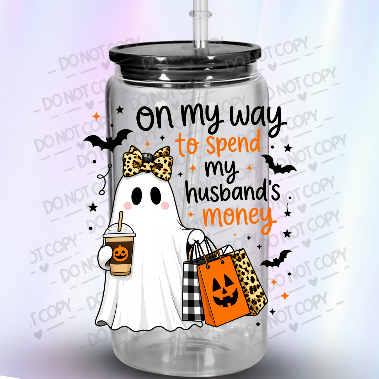 Spooky Ghost Shopping Wife UV DTF Decal