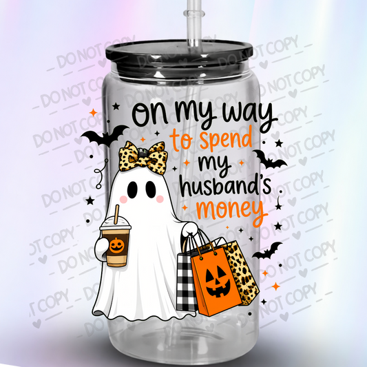 Spooky Ghost Shopping Wife UV DTF Decal
