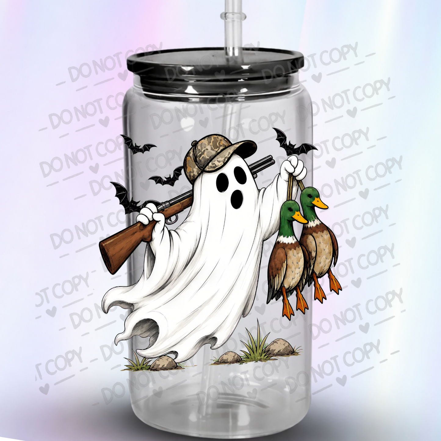 Spooky Ghost Duck Hunter UV DTF Decal