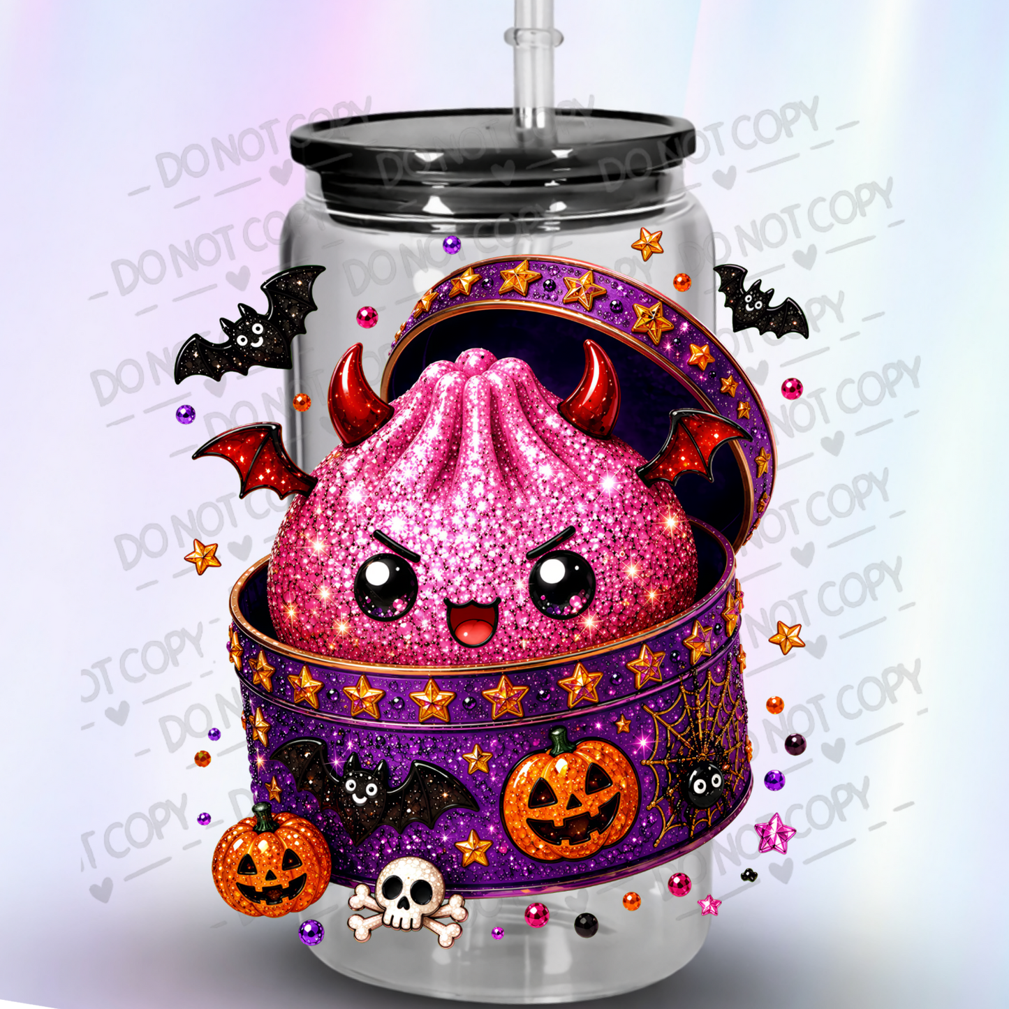 Glittery Halloween Devil Slime Box is a UV DTF Decal