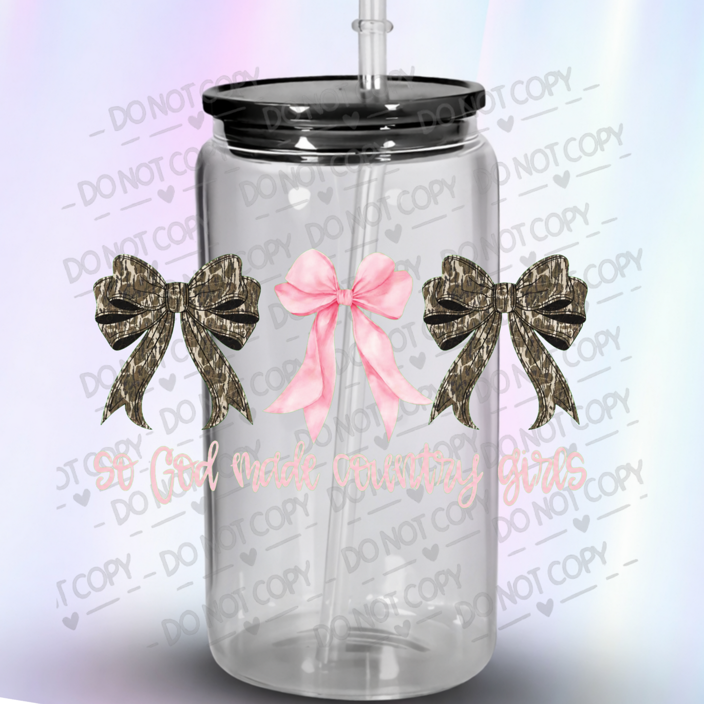 Camo Pink Bows Country Girls UV DTF Decal