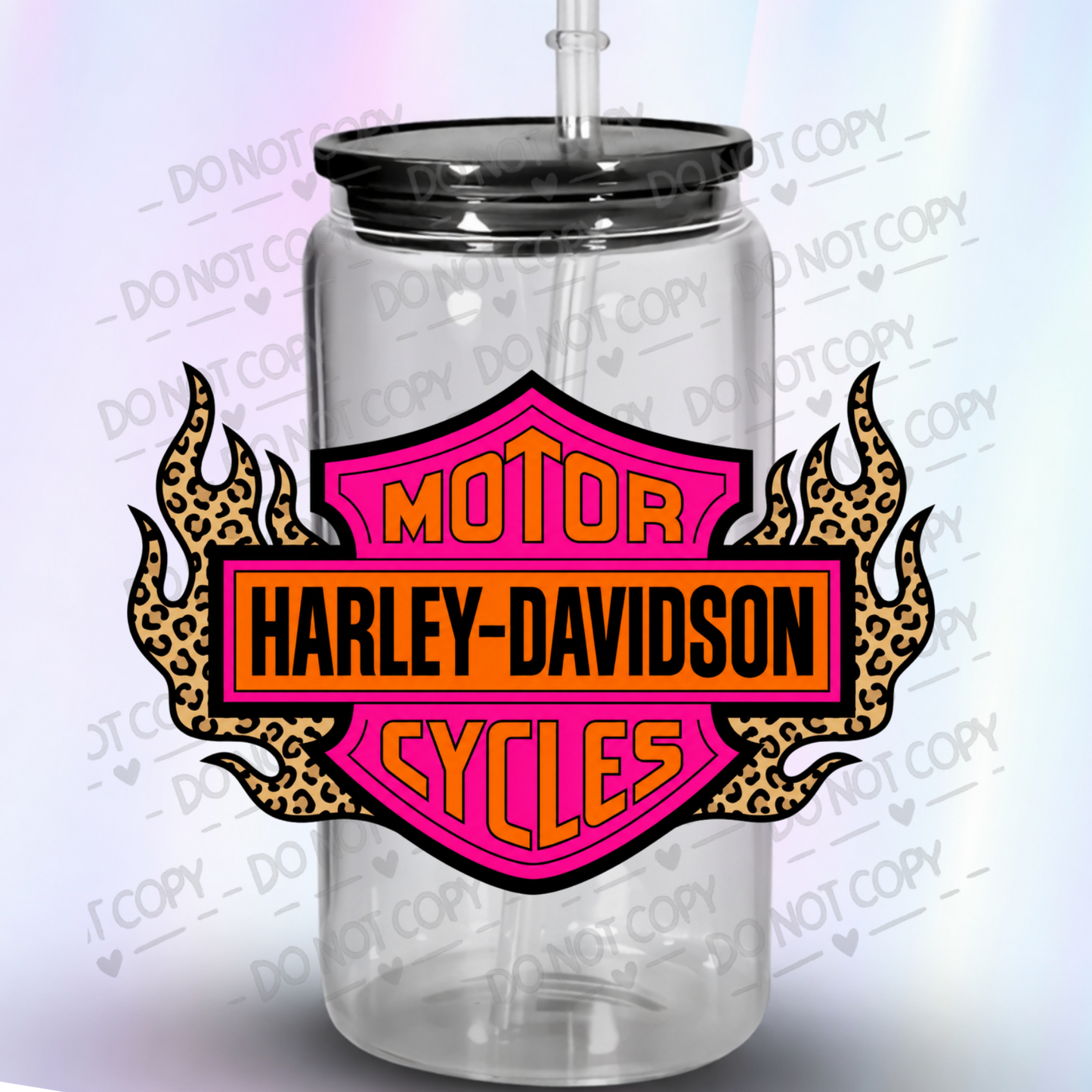 H D Pink Leopard Flames is a UV DTF Decal