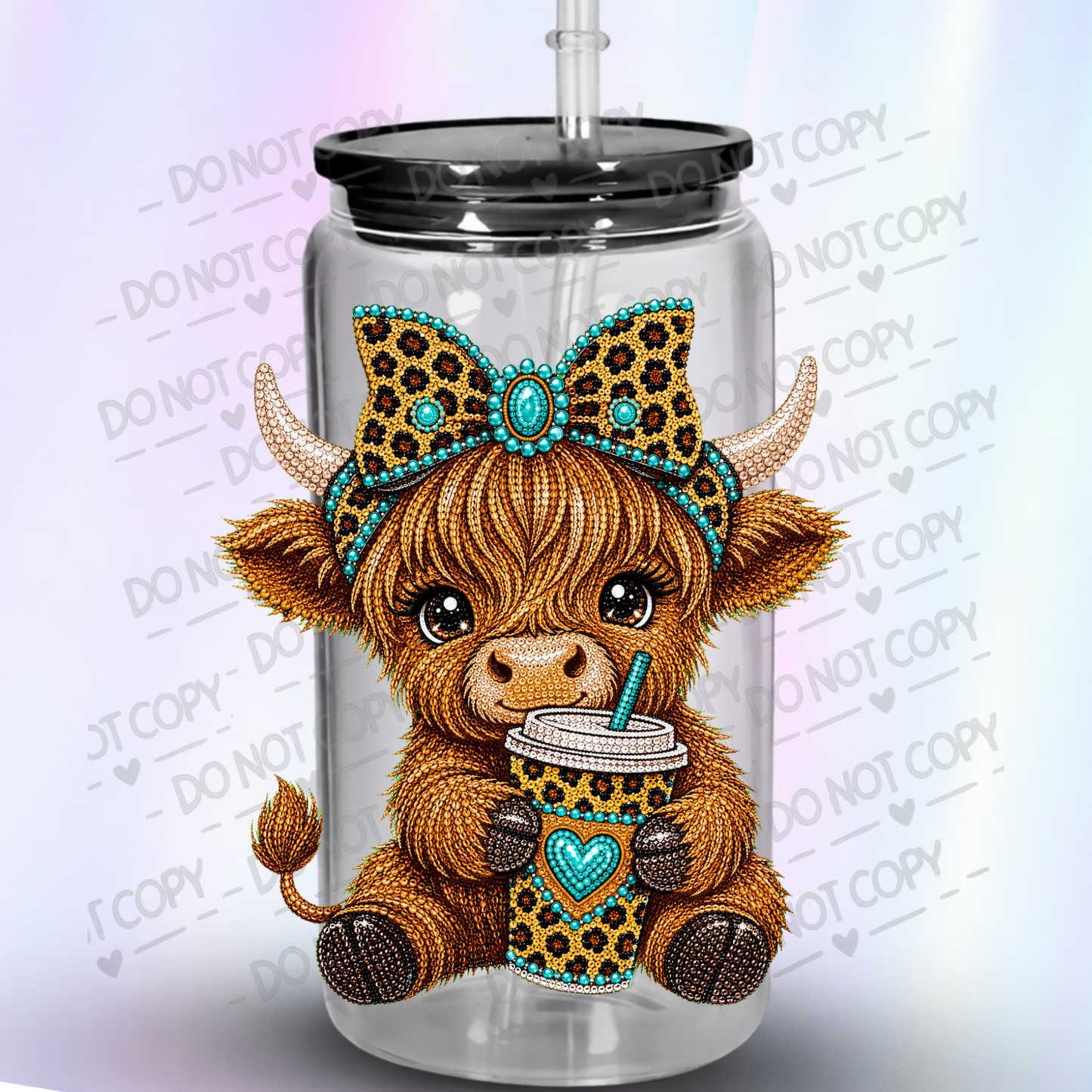 Cute Highland Cow Coffee UV DTF Decal