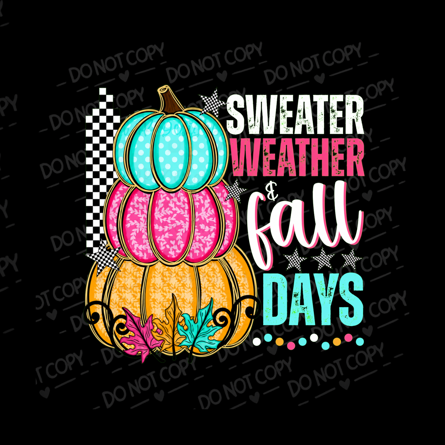 Stacked Pumpkins Weather Fall Days UV DTF Decal