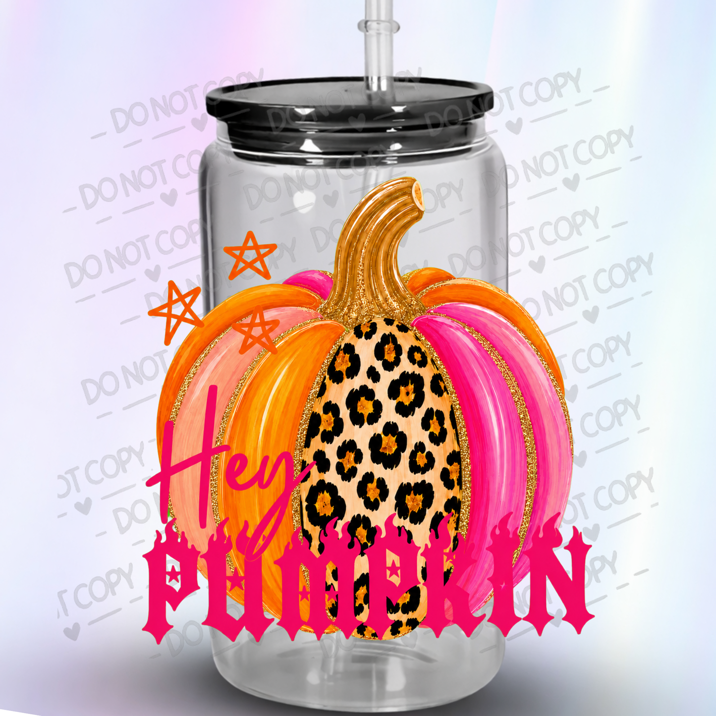 Hey Pumpkin Leopard Print UV DTF Decal
