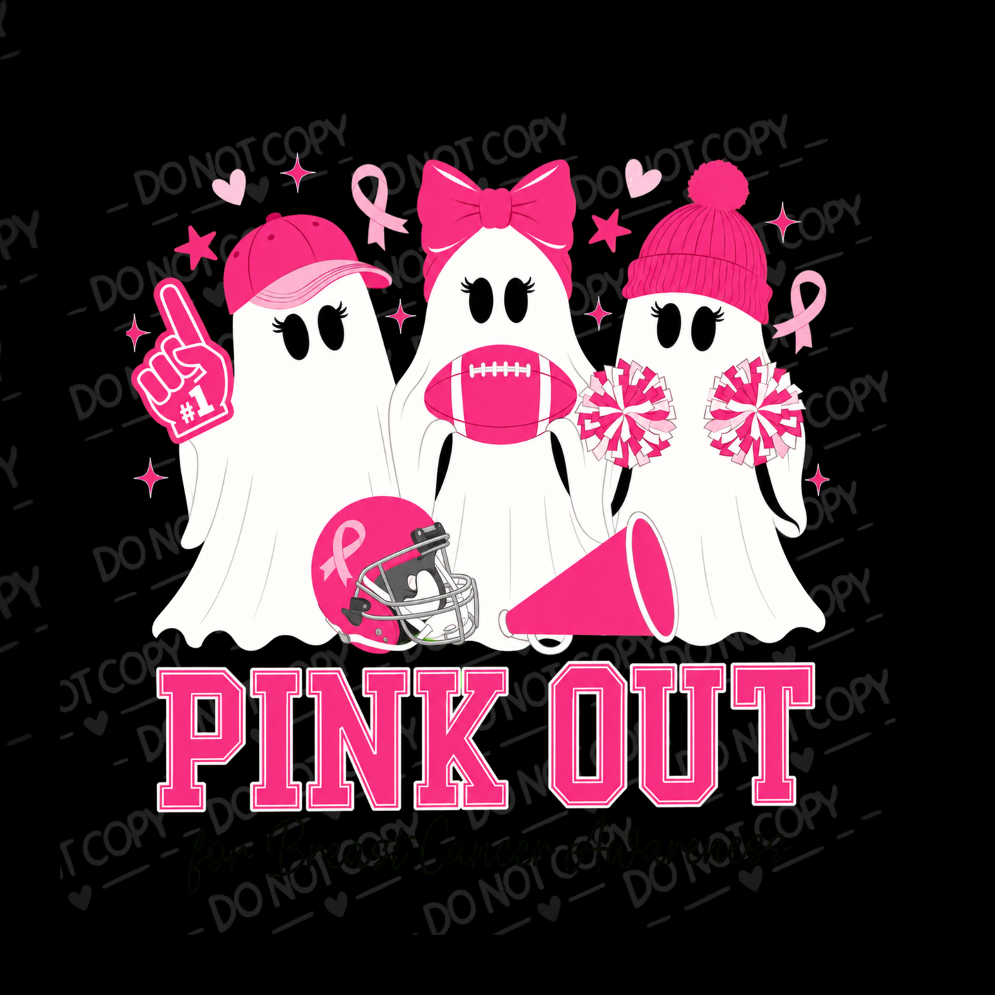 Pink Out Breast Cancer Awareness Ghosts UV DTF Decal