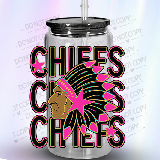 Chiefs Stacked Logo Pink UV DTF Decal