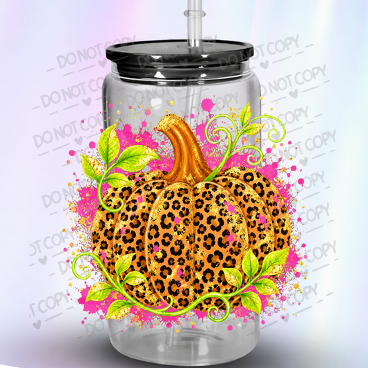 Leopard Print Pumpkin UV DTF Decal