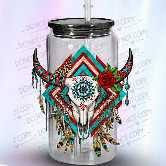 Boho Bull Skull Dreamcatcher is a UV DTF Decal