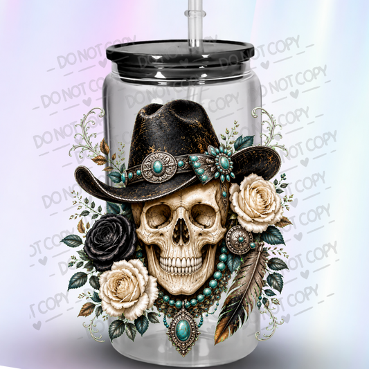 Boho Skull Cowboy UV DTF Decal