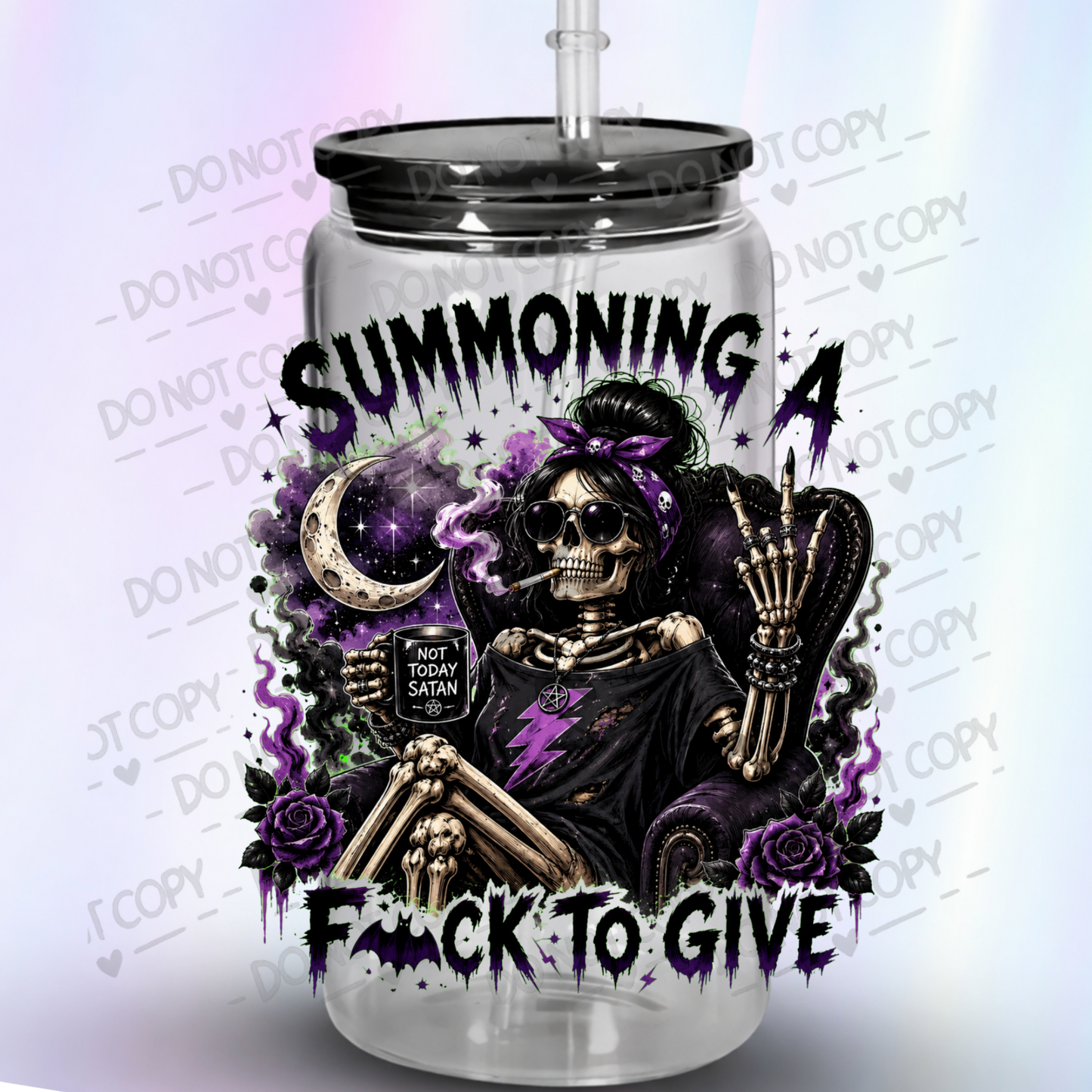 Summoning A F*ck To Give This is a UV DTF Decal