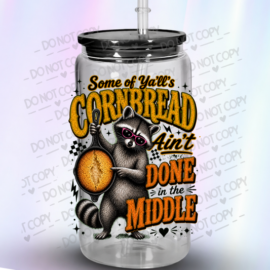 Sassy Raccoon Cornbread Quote UV DTF Decal