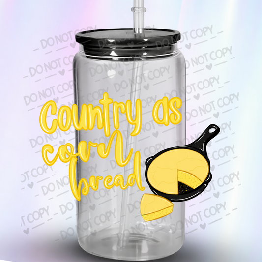 Country As Cornbread Cast Iron UV DTF Decal