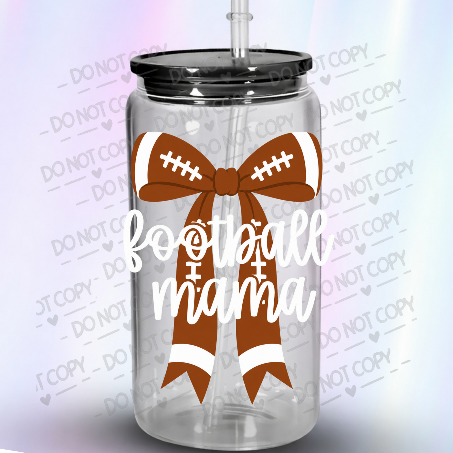 Football Mom Cheer Bow UV DTF Decal