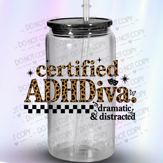 Certified ADHD Diva UV DTF Decal