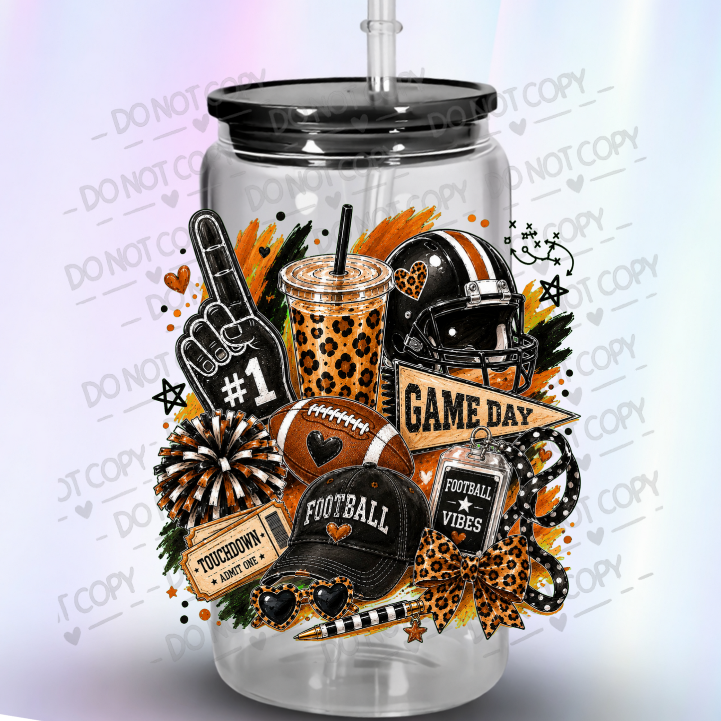 Football Game Day Vibes Collage UV DTF Decal