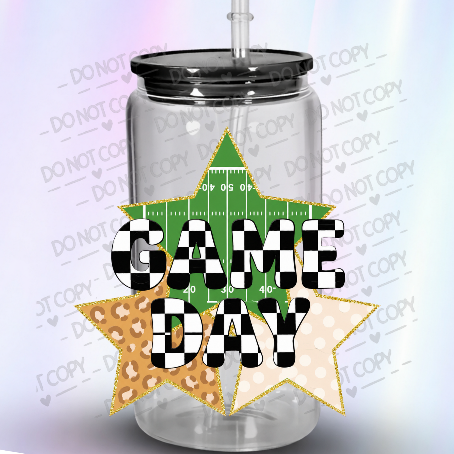 Game Day Stars Football Field UV DTF Decal
