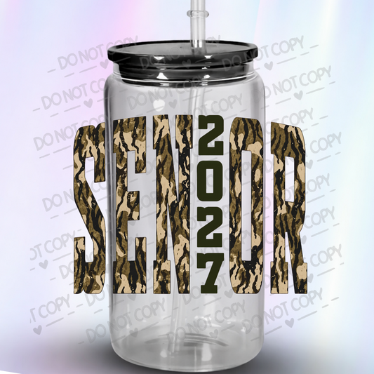 Senior 2027 Camo Mossy Oak UV DTF Decal