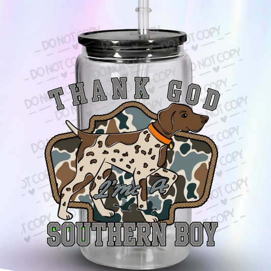 Thank God I'm A Southern Boy UV DTF Decal
