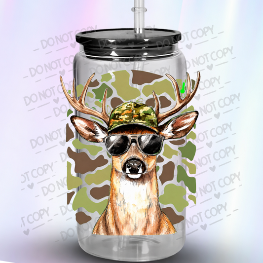 Cool Buck Camo Cap Sunglasses UV DTF Decal