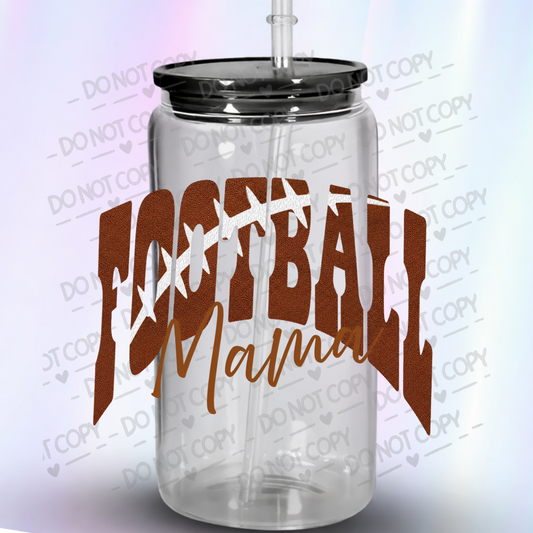 Football Mama Leather Texture UV DTF Decal