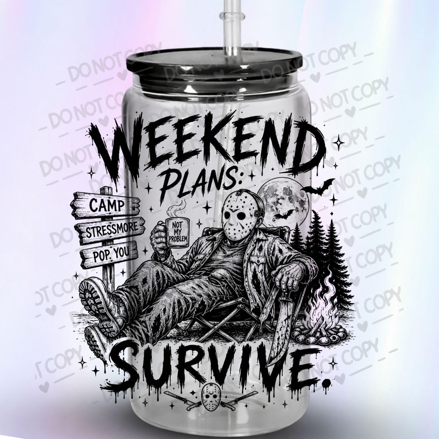 Jason Voorhees Weekend Plans Survive UV DTF Decal