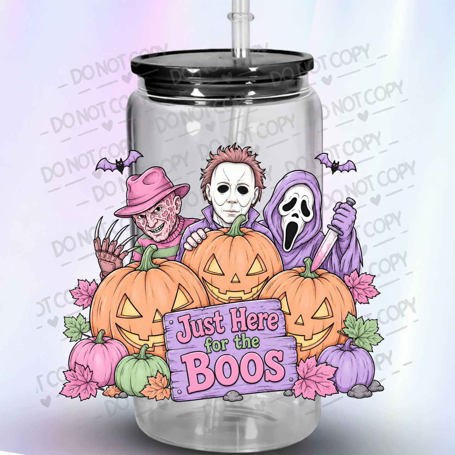 Freddy Michael Ghostface Just Here for the Boos UV DTF Decal