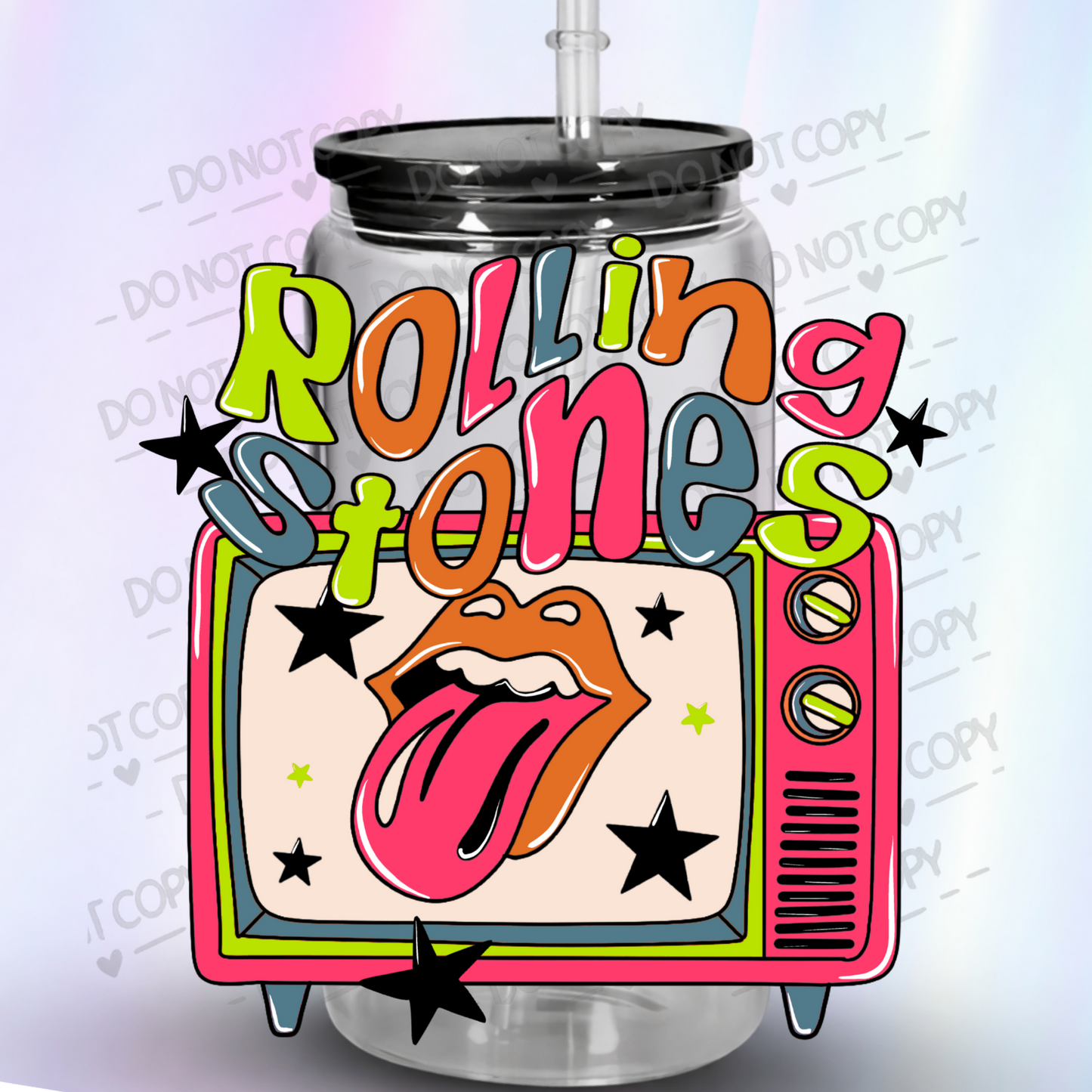 Rolling Stones Retro TV UV DTF Decal