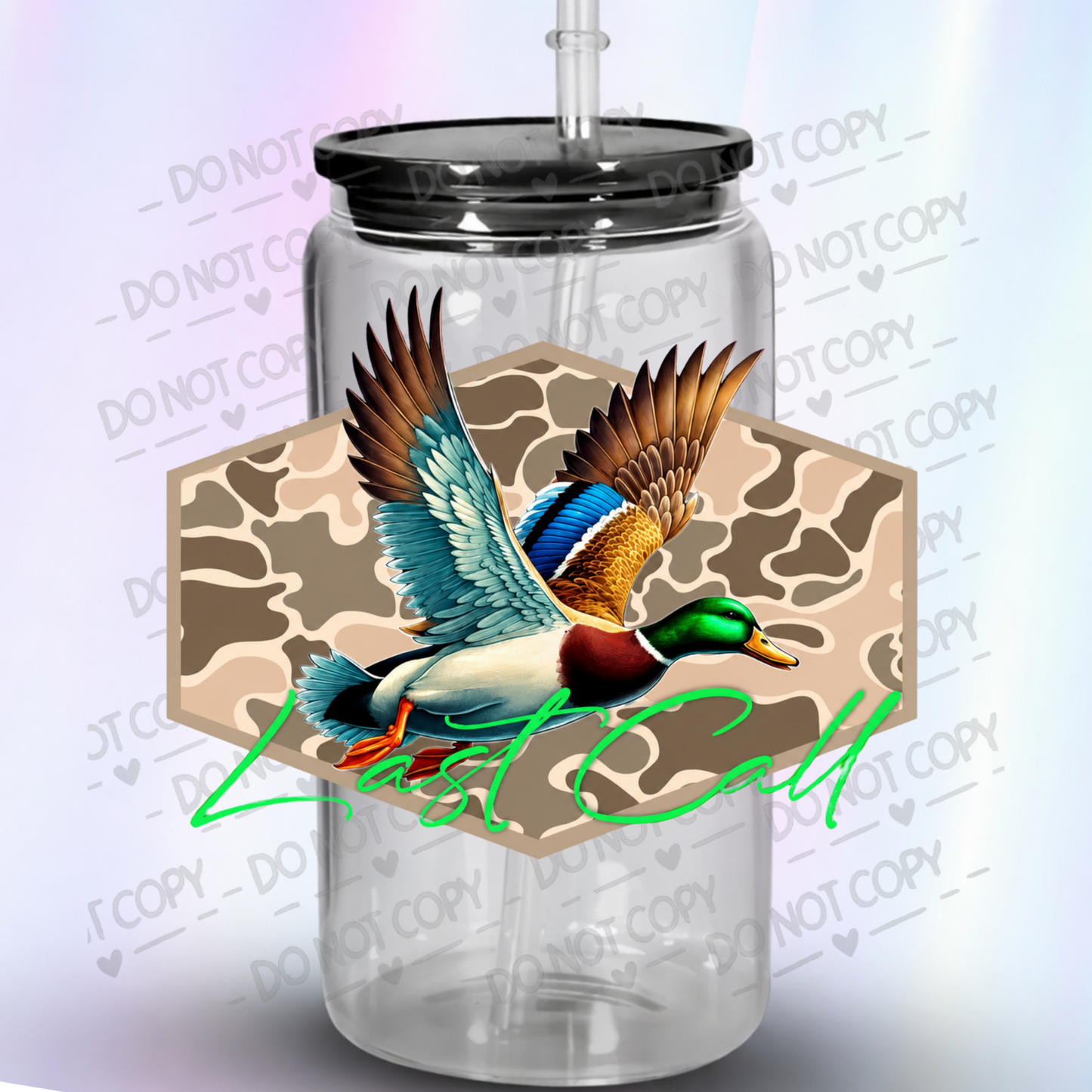 Mallard Duck Last Call Camo UV DTF Decal