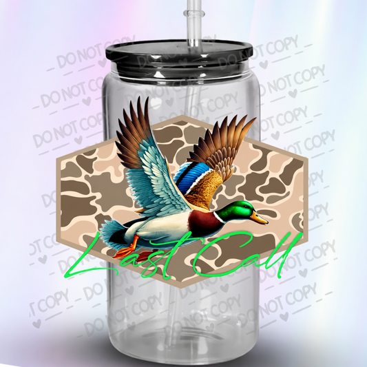 Mallard Duck Last Call Camo UV DTF Decal