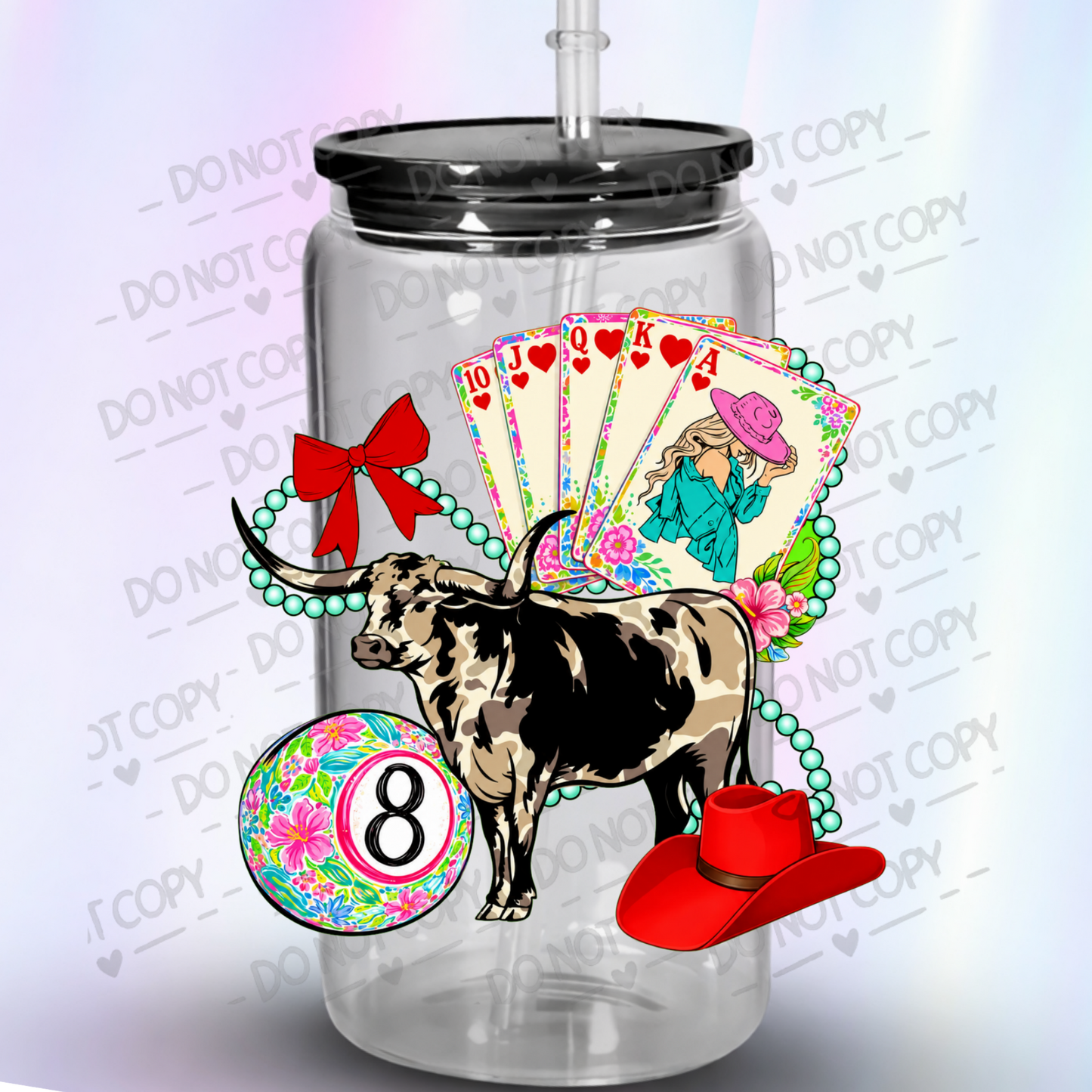 Texas Longhorn Lucky Lady UV DTF Decal