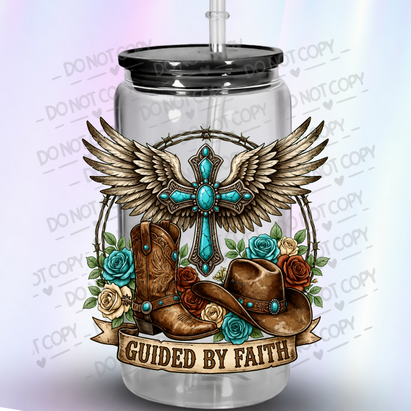 Guided By Faith Western UV DTF Decal