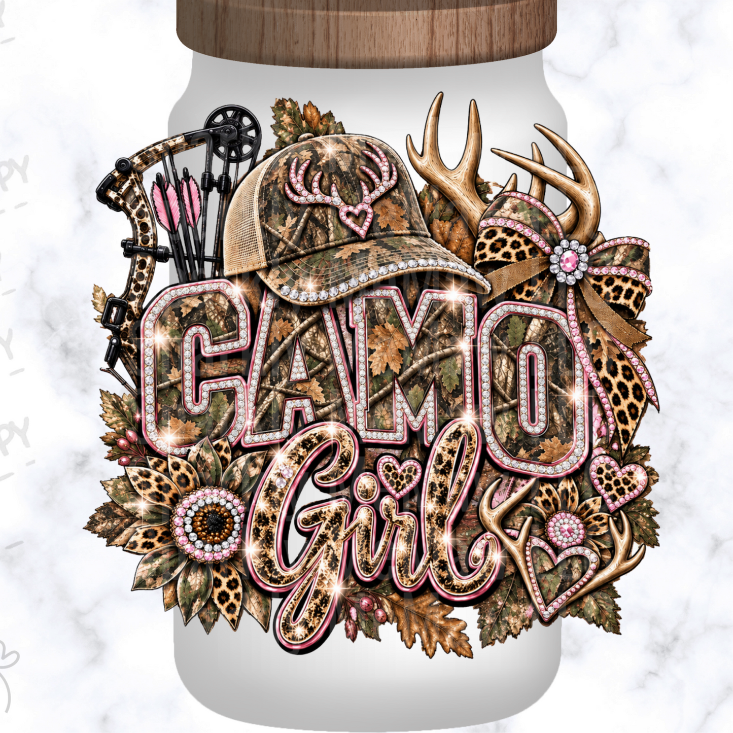 Camo Girl Rhinestone Hunting Design is a UV DTF Decal