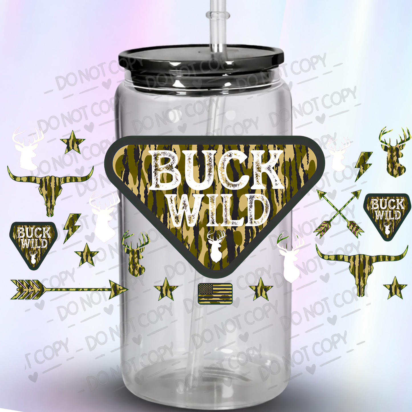 Buck Wild Camo Hunting UV DTF 16 OZ WRAP