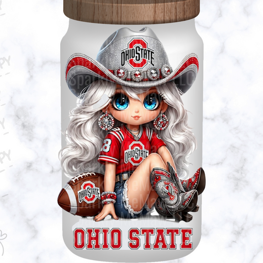 Cute Ohio State Cowgirl UV DTF Decal