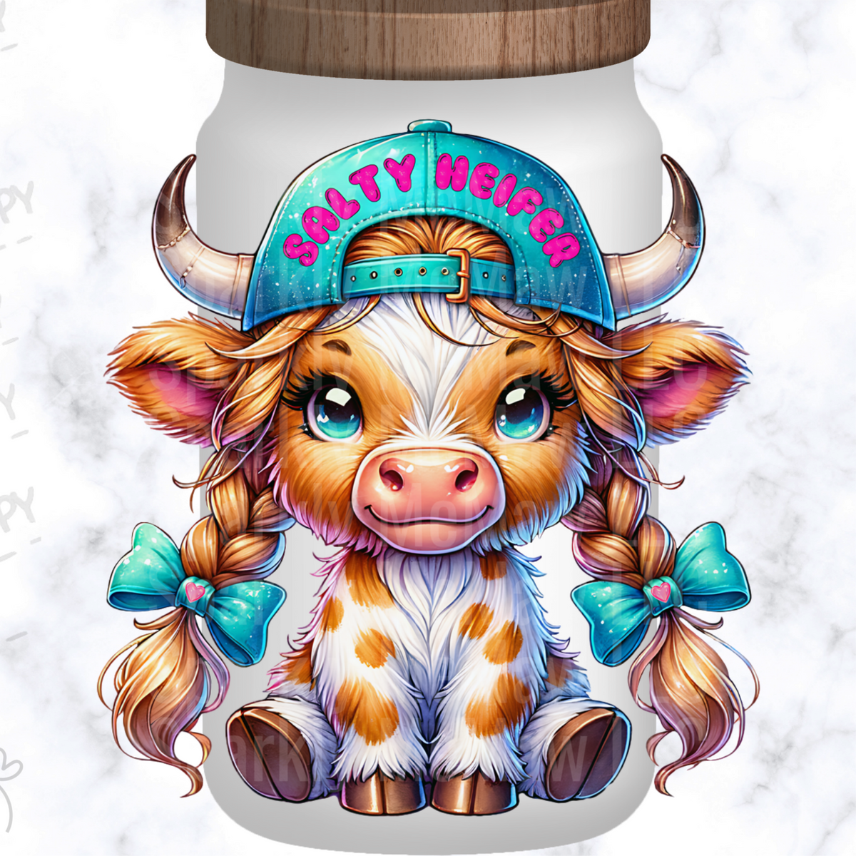 Salty Heifer Highland Cow is a UV DTF Decal