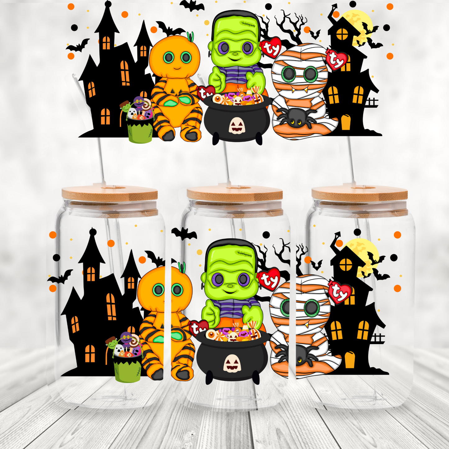 Ty Beanie Boo Halloween Trio is a UV DTF 16 oz Wrap